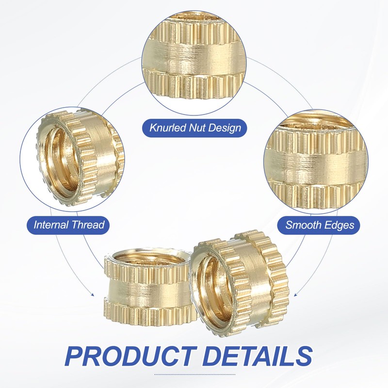 PATIKIL M10 Threaded Inserts, 12 Pcs Female Metric Brass Knurled