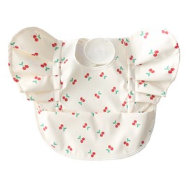 kalavika Waterproof Meal Apron, Cherry Pattern, Soft, Baby Apron, Scandinavian Food, With Pockets, For Babies, Girls, Boys, Toddlers, Nursery School, Preparation, Meal Apron, Baby Gift