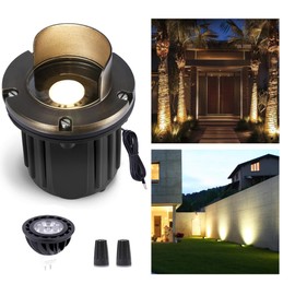 Gardenreet In Ground Well Light - Brass Low Voltage Waterproof Outdoor Landscape Lighting, LED 12V in-Grade Shielded Top Light, Antique Bronze for Wall Walkway Tree with 2700K Warm White MR16 Bulb
