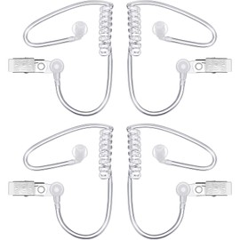 Gejoy 4 Packs Spy Ear Piece Toys Security Headset Earpiece Agent Spy Earpiece Costume Prop, Snap On Replacement Acoustic Tube for 2-Way Radio Audio Headsets