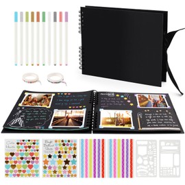 Photo Album, Photo Album for DIY, Scrapbook 80 Black Pages, 29 x 21.5 cm Photo Albums, Birthday Gift, Wedding Anniversary Gift, Valentine's Day Gift and More