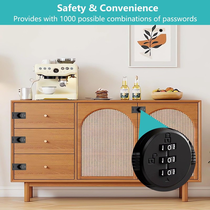 3 Digit Closet Door Lock with Code - Keyless Cabinet