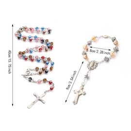 Floatdream Pack of 2 Cross Pendant Rosary Necklace, Alloy Rosary Necklace, Rosary Bracelet, Suitable for Easter, Thanksgiving, Christmas
