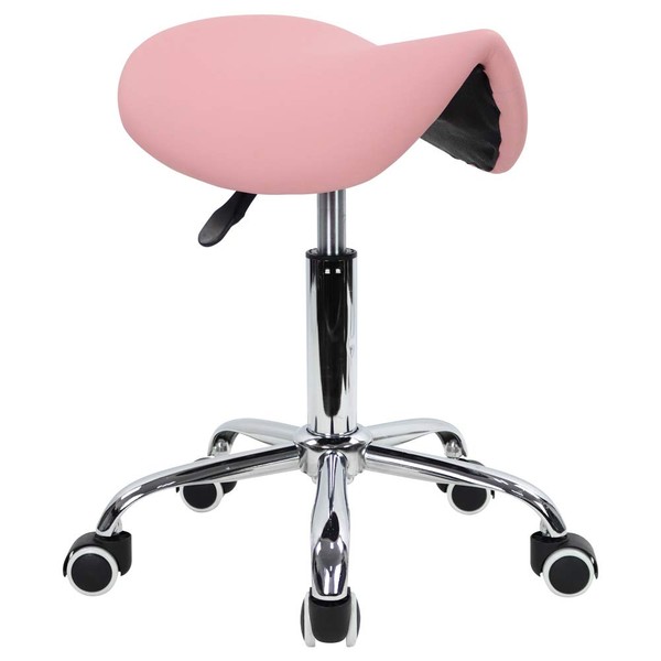 KKTONER KKTONER Rolling Saddle Stool PU Leather Swivel Adjustable Rolling