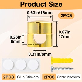 STSTR 2 Sets Charger Cord Holder for Nightstand, Adjustable Phone Cable Anchors, Self-Adhesive Metal Cord Management Clips, Cable Organizers for Desk, Wall, Office - Gold