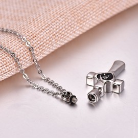 COCO Park Eternal Heart Cross Cremation Jewelry with Crystal Ashes Urn Pendant Necklace Memorial Keepsake