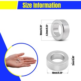 Qimoo 10 Pcs Round Aluminum Spacers, Round Metal Spacer 6.2mm ID * 10mm OD * 2mm L Thickness Aluminum Spacer 1/4" ID Screw Standoff for 1/4" or M6 Screw Bolts