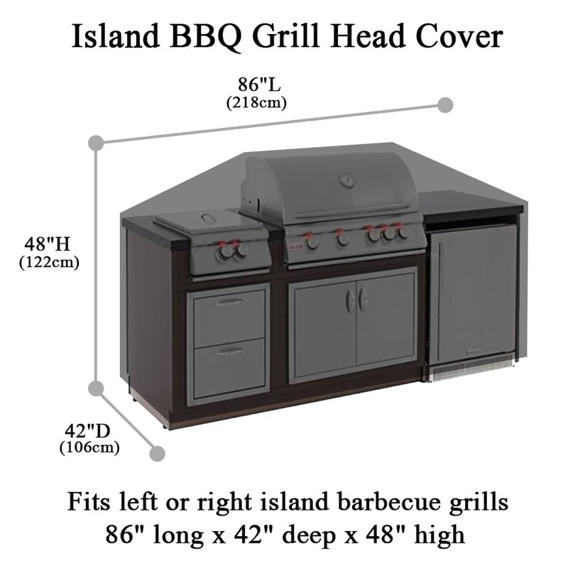 Cozzka 86 Inch Island BBQ Grill Head Cover Heavy Duty