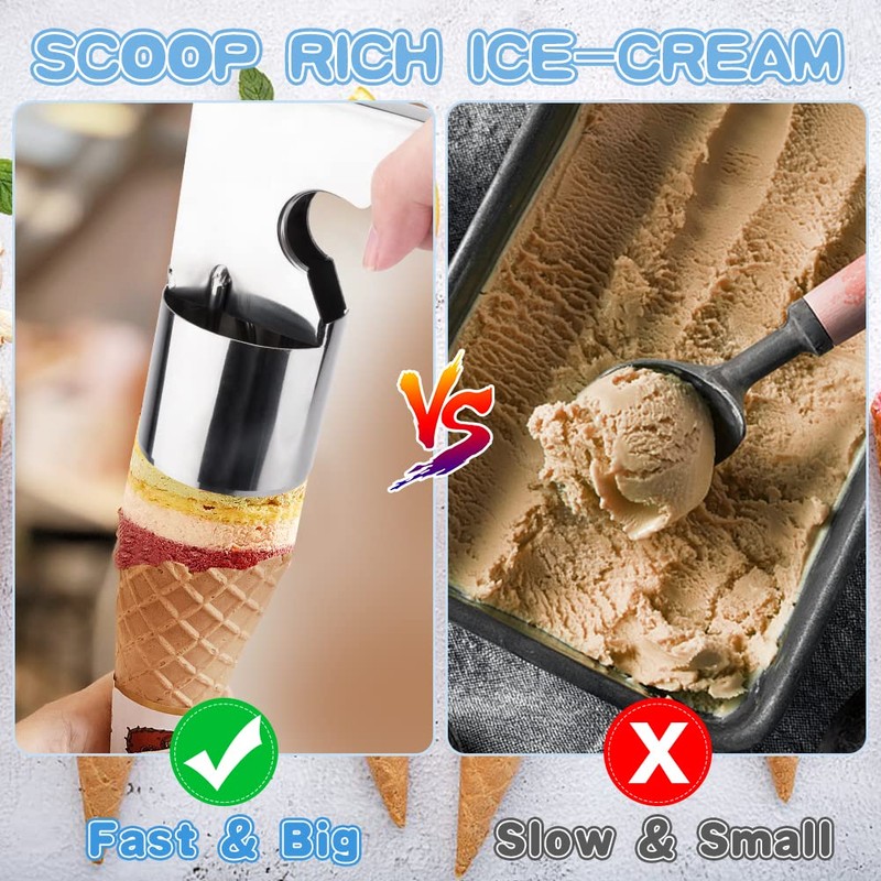 Stainless Steel Ice Cream Scooper with Trigger Release - Big