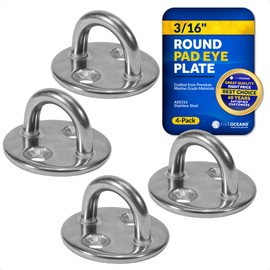 Five Oceans Heavy Duty 3/16" Stainless Steel Round Pad Eye, 4-Pack - FO2101-M4