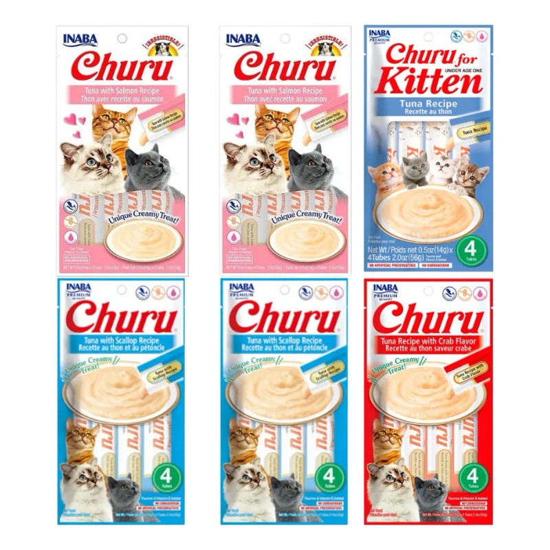 Churu Golosina Lamible Para Gatos Sabores Combinados 24 Pz