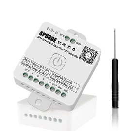Aroidful SP630E RGBW LED Bluetooth Controller, LED Strip Controller Support SPI+5CH PWM for DC5-24V Single Color CCT RGB RGBW RGBCCT or TTL IC Chip LED Strip 2811 2812B 2813 2814 2815 SK6812 LB1934