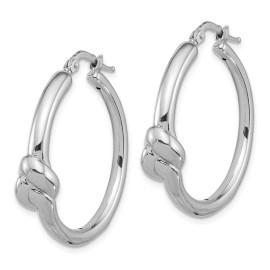 Unbranded 32.7mm Sterling Silver Rhodium-plated Polished Knot Large Round Hoop Earrings