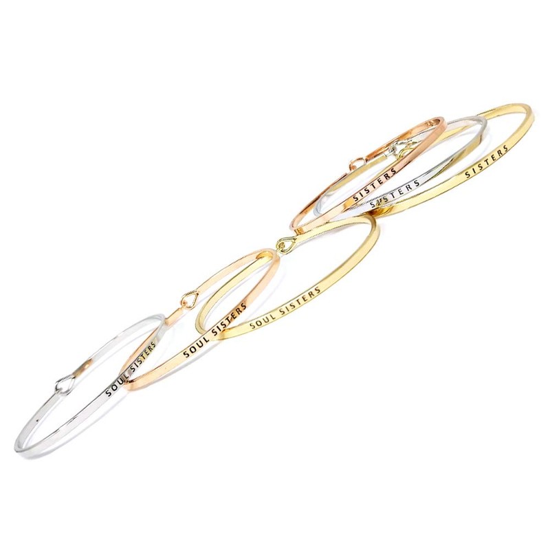 by you Inspirational Soul Sisters Message Engraved Thin Cuff Bangle
