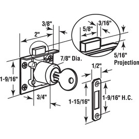Defender Security U 10666 Drawer and Cabinet Lock, Mortise