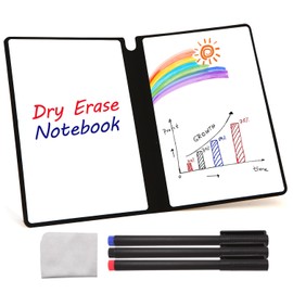 Portable Small WhiteBoard, 9.5" x 7" Mini Magnetic Dry Erase Board, Erasable Notebook with 3 Color Marker Pens & 1 Eraser for Clear (Pink)