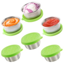 6x1.6 Oz Salad Dressing Containers With Lids, Small Leakproof Reusable Stainless Steel Salad Dressing Container To Go For Lunch Boxes,Sauce containers, Picnics,Travel Meal Prep And Kitchen Storage.