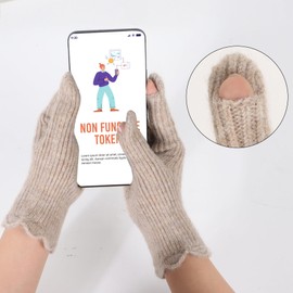 Thermal Gloves Womens -Winter Warm and Windproof Soft Fleece-Lined Wool Mittens for Women