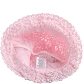 Cotton Lace Breathable Foldable UV Protection Bucket Sun Hat Summer Outdoor Beach Princess Cap for Toddlers Girls Baby Kids(Pink, 17.3''(0-3Months))