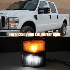 Bestview Signal Mirror Lights, Smoke Lens Side Marker Lamp for 2008-2016 Ford F250 F350 F450 F550 Super Duty for Pickup Truck,Amber & White led Turn Signal Light Aftermarket Replacement（Pack of 2）