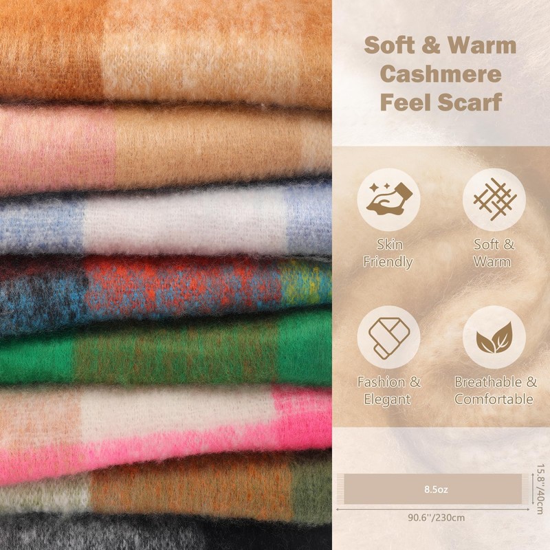 Clothirily Womens Mohair Winter Scarf, Warm Scarfs for Women, Soft
