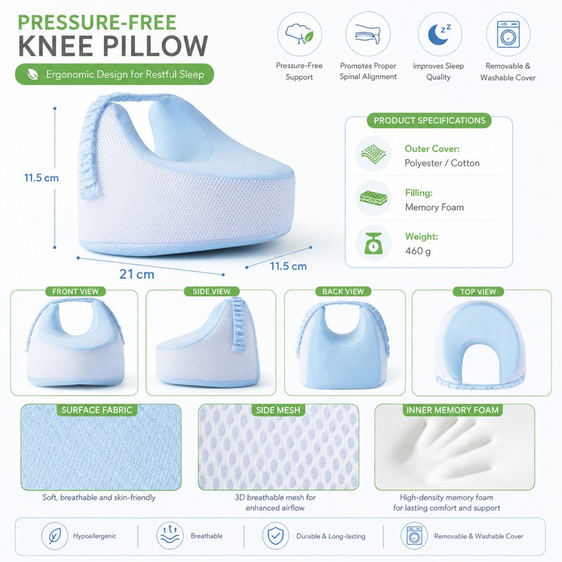 Memory Foam Leg Pillow for Side Sleepers – Ergonomic Knee
