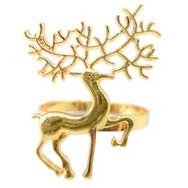 LivinEase Christmas Napkin Rings- 6 Pcs Reindeer Design Christmas Dinner Table Decorations - Alloy Material to Buckle the Napkin for Dining - Premium Look Rings for Christmas Table Decorations (Gold)
