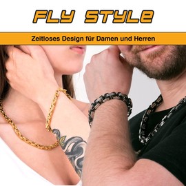 Fly Style 7 mm Byzantine chain or bracelet made of stainless steel in 4 colours I 18-100 cm, Stainless Steel, Gold