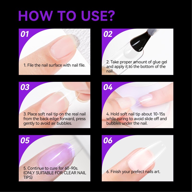 Gelike ec 552pcs Medium Coffin Nail Tips for Nail Design