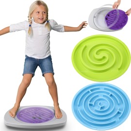 PullCrease Balance Board for Kids,Rocking Seesaw with 3 Replaceable Maze Boards Plastic Toddler Maze Wobble Rocker for Sensory Training Boys Girls Adult Physical Therapy(Labyrinth)