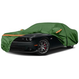 Waterproof Car Covers Replace for 2008-2025 Dodge Challenger, Multilayer Heavy Duty with Cotton Liner All Weather Car Cover with Zipper Door, Windproof Bands for Snow Rain Dust Protection