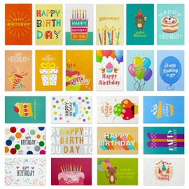 Zyluniy Set of 24 Birthday Cards with Envelope, Birthday Card Folding Cards, Greeting Cards, Birthday Greeting Card Set, Birthday Card with Envelopes, Postcards for Birthday, Friends, Family