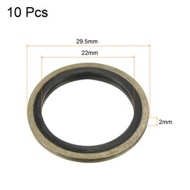 sourcing map Bonded Sealing Washers M22 29.5x22x2mm Carbon Steel Nitrile Rubber Gasket, Pack of 10