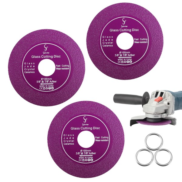 3PCS Glass Cutting Disc, 4 inch Thin Saw Blade Wheel Diamond Cutting Blade for Glass Ceramic Marble Cutting for Angle Grinder 100/115 mm