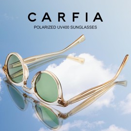 CARFIA Retro Men's Sunglasses Polarized UV400 Protection, Small Round Acetate Italian Luxury Style Driving Shades
