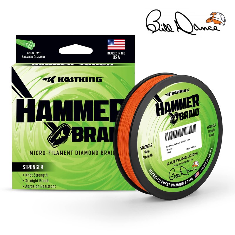 KastKing Hammer Braid Línea de pesca, naranja, 8 hebras, 80