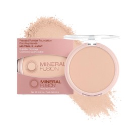 Mineral Fusion Pressed Powder Foundation, Neutral 2 - Fair/Med Skin w/Neutral Undertones, Age Defying Foundation Makeup with Matte Finish, Talc Free Face Powder, Hypoallergenic, Cruelty-Free, 0.32 Oz