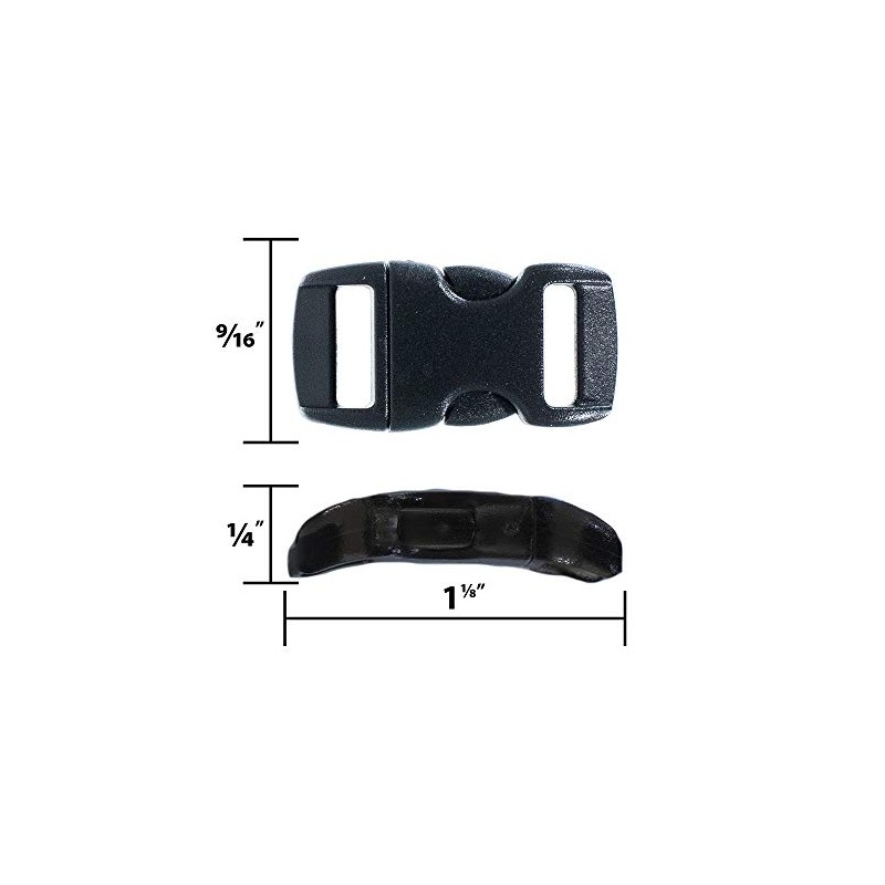3/8 Inch Black Plastic Buckles - Curved Contoured Quick Side