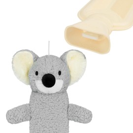 CityComfort Hot Water Bottle with Animal Fleece Cover 1 or 2 Litre Capacity Natural Rubber Long Hot Water Bottle Plush Cute Animal Cover Cosy Gifts (Koala Long)