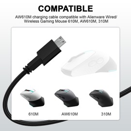 Zosvoses Micro USB Charging Cable Compatible with Alienware Wired/Wireless Gaming Mouse 610M, AW610M, 310M, Mouse Charging Cable, 6.6ft