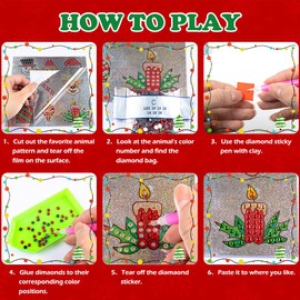 Labeol 42Pcs 5D Diamond Stickers Kits for Kids Boys and Girls Ages 6-8 10-12 Easy to DIY Creative Craft by Numbers Kits for Kids and Adult Beginners (Christmas1)