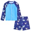 Boys' Long-Sleeve Rashguard and Trunk Swimsuit Sets UPF 50+ Zipper
