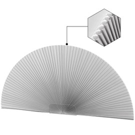 OUDUCK Arch Window Shades Light Filtering Half Circle Cellular Shades, Pleated Blinds Half Moon Window Shades for Semi Circle Windows, Easy Cut and Install, (Radius: 36", Grey & White)