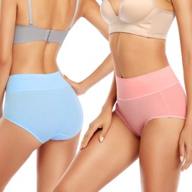 Ceseboo Women's High Waisted Cotton Underwear,Organic Cotton Underwear for Women Ladies Soft Full Briefs Panties Multipack