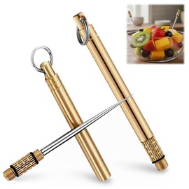 2 Pcs Titanium Alloy Reusable Toothpick, Metal Toothpick for Camping