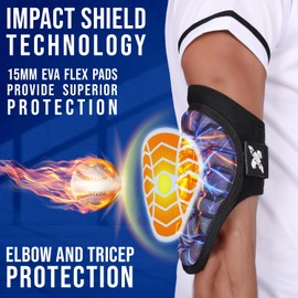 Exxact Sports Defender Baseball Elbow Guard, Batters Softball Elbow Guard Baseball Youth & Adult with Adjustable Straps - (Lazer, Youth)