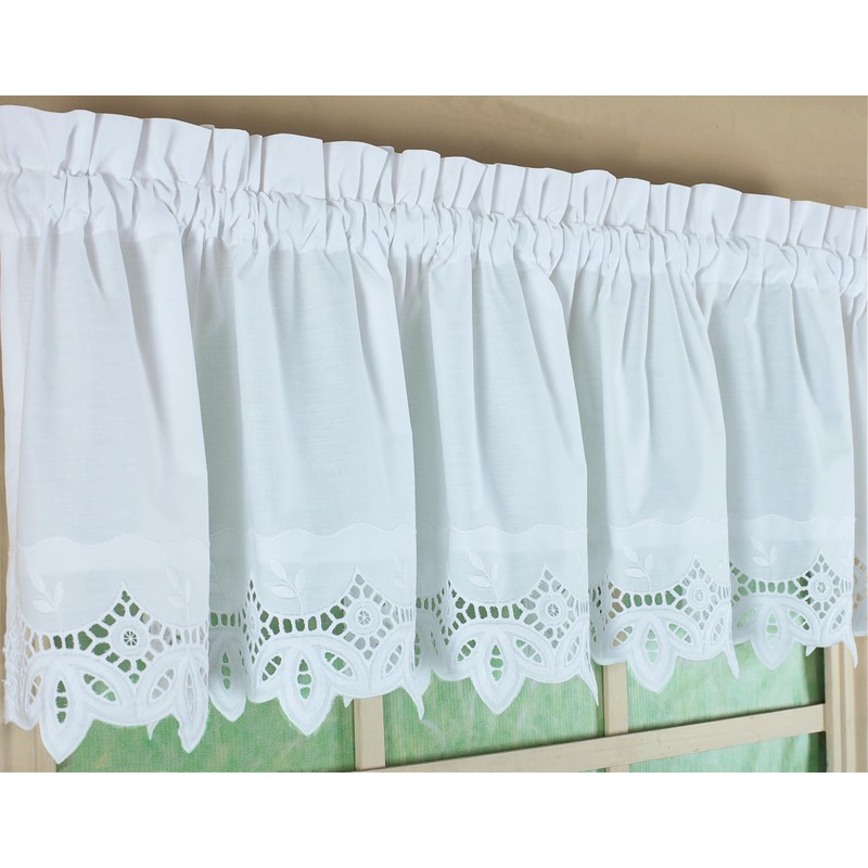 Today's Curtain, Heirloom Battenberg Eyelet Tier 36", White, 58" W