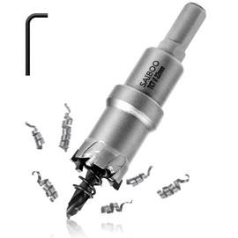 22 mm Hole Saw Carbide Drill, TCT Metal Hole Saw Drill Hole Cutter Metal with High-Quality Pilot Drill for Stainless Steel, Mild Steel, Alloy, Iron, Aluminium, Copper, Brass