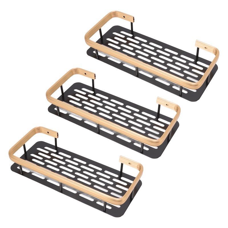 Shower Storage Rack 3 Layers Punch Free Rectangle Aluminum Shower