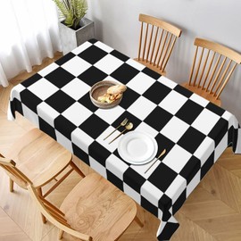 Worltoldb Checkerboard Tablecloths Polyester Table Cloth for Kitchen Dinning Table Washable Table Cover for Parties Wedding Picnic